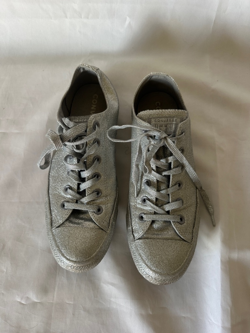 Converse Silver Sparkle Glitter Low-Top Sneakers